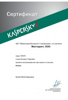 Kaspersky lab - авторизованный партнер со статусом Partner