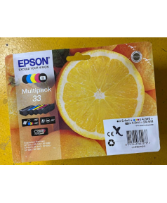 C13T33374011 уцененный картридж Epson 33 с чернилами (черный, голубой, желтый, пурпурный, черный) для X