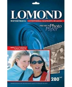 Бумага LOMOND A4 Premium Super Glossy Warm 20 л. 280 м2 суперглянцевая тепло-белая микропористая фотобумага для струйной печати [1104101]