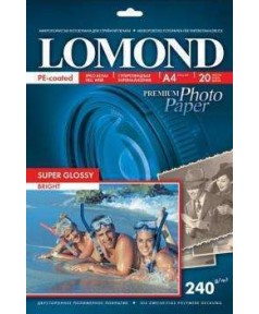 Бумага LOMOND A4 Premium Super Glossy Bright 20 л. 240 г/ м2 суперглянцевая ярко-белая микропористая фотобумага для струйной печати [1105100]