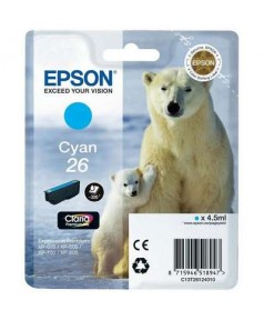 T2612 / T26124 Картридж голубой (№26) для Epson XP-600/ 605/ 700/ 710/ 800/ 820 (300 стр.), Cyan