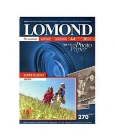 Бумага LOMOND A4 Premium Super Glossy Warm 20 л. 270 г/ м2 суперглянцевая тепло-белая микропористая фотобумага для струйной печати [1106101]