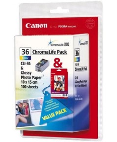 CLI-36 Chrom Pack [1511B008] Набор: Картридж к Canon PIXMA mini260 + 100л. бумаги GP-501