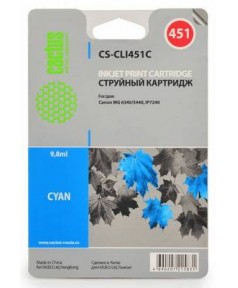 CLI-451C Совместимый картридж Cactus CS-CLI451C для CANON MG 6340/5440/IP7240, голубой (9,8 мл)