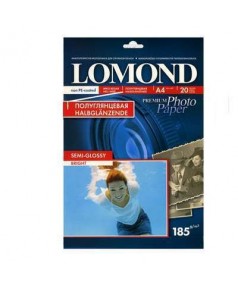 Бумага LOMOND A4 Premium Semi Glossy Bright Non-PE, 20листов, 185 г/ м2 полуглянцевая ярко-белая фотобумага для струйной печати [1101306]