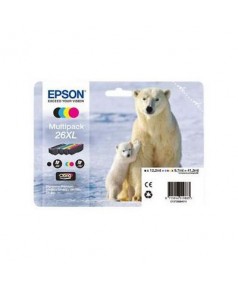 T2636 / T26364 Комплект картриджей повышенной емкости (№26XL B,C,Y,M) для Epson XP-600/ 605/ 700/ 710/ 800/ 820 (700 стр.) Картриджи с пигментными черными и водорастворимыми цветными чернилами.